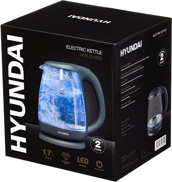 Чайник электрический Hyundai HYK-G1003 1.7л. 2200Вт серый (корпус: стекло) фото 9