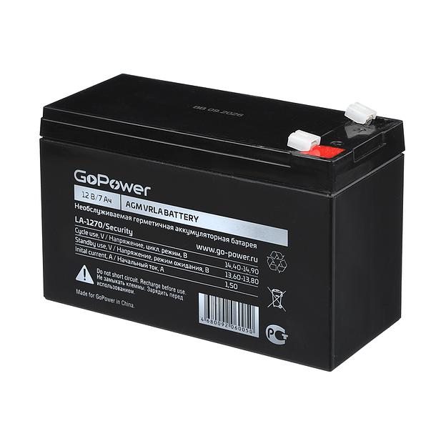 Аккумулятор свинцово-кислотный GoPower LA-1270/security 12V 7Ah клеммы T2/ F2 (1/5) Аккумулятор свинцово-кислотный GoPower LA-1270/security (00-00015323) фото 2