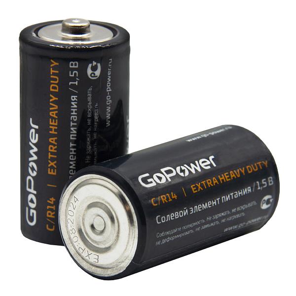 Батарейка GoPower R14 C Shrink 2 Heavy Duty 1.5V (2/24/288) Батарейка GoPower R14 C (00-00015596) фото 6