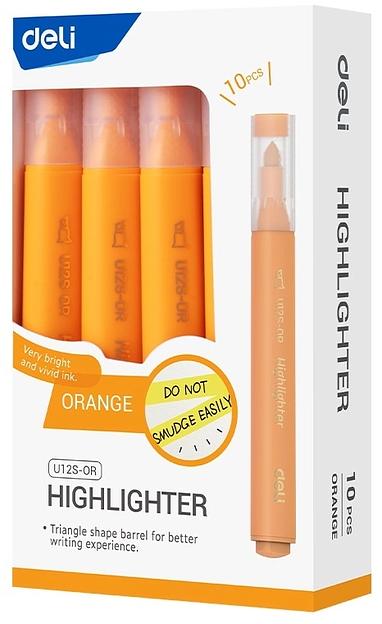 Текстовыделитель Deli EU12S-OR скошенный пиш. наконечник 1-5мм оранжевый коробка картонная фото 1