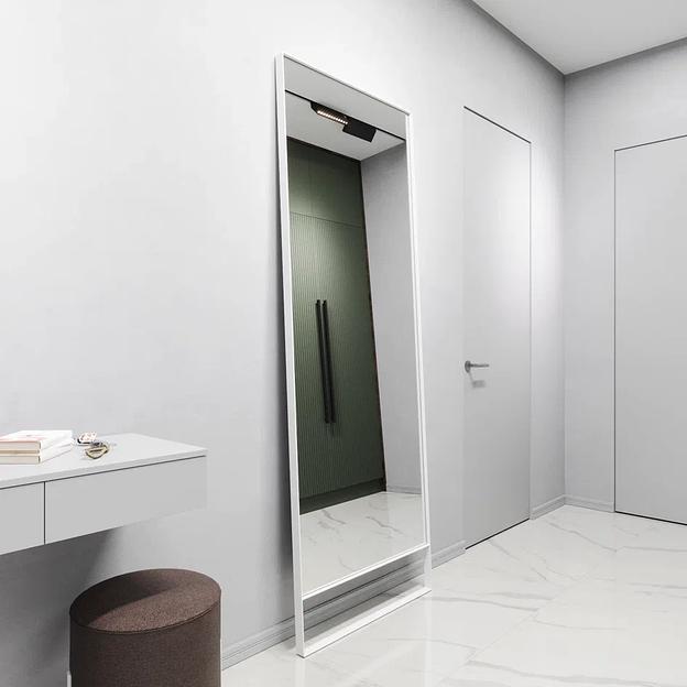 Зеркало в раме настенное и напольное на ножке прямоугольное 220х80 см, white ОПТ фото 1