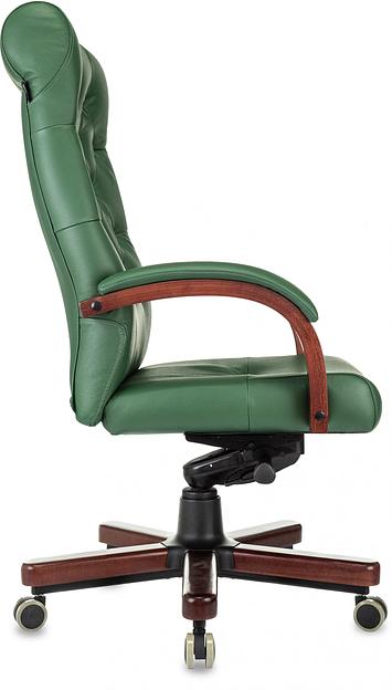 Кресло руководителя Бюрократ T-9928Walnut зеленый кожа крестов. металл/дерево фото 3
