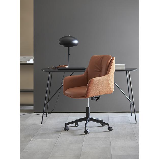 Стул на колесиках Allar, экокожа, рогожка, коричневый фото 4