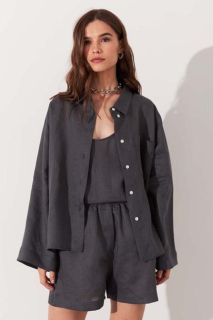 Рубашка короткая S021_DGR/Темно-серый фото 6