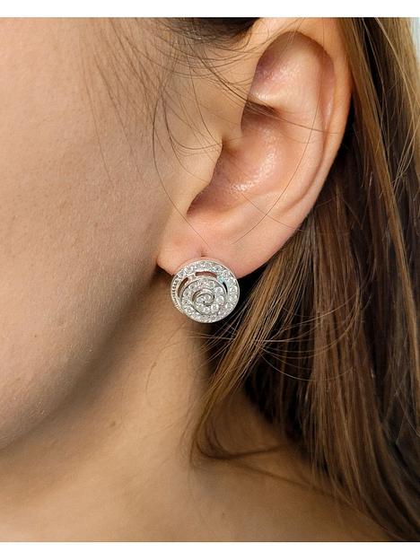 Серебряные серьги спираль из фианитов фото 1