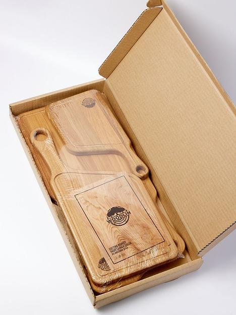 Набор из трёх разделочных деревянных досок на подставке Woodlin «Классик» ОПТ фото 4