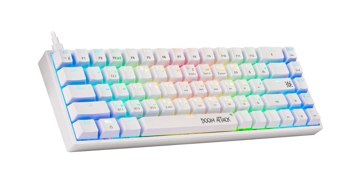 Defender Механическая клавиатура Doom Attack GK-215 RU,белый,3в1,61кн,Outemu серые_1 фото 1