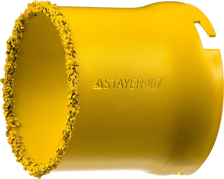 STAYER 67 мм, L 55 мм, карбид вольфрама, кольцевая коронка, Professional (33345-67) фото 1