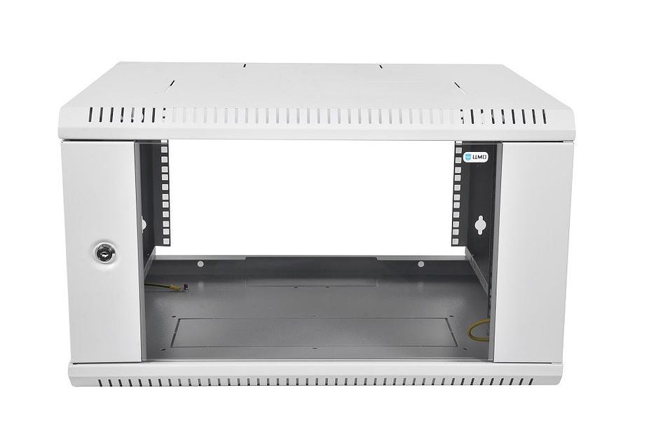 Шкаф коммутационный ЦМО ШРН-Э-15.350 15U 600x350мм пер.дв.стекл задн.дв.стал.лист несъемн.бок.пан. серый фото 1