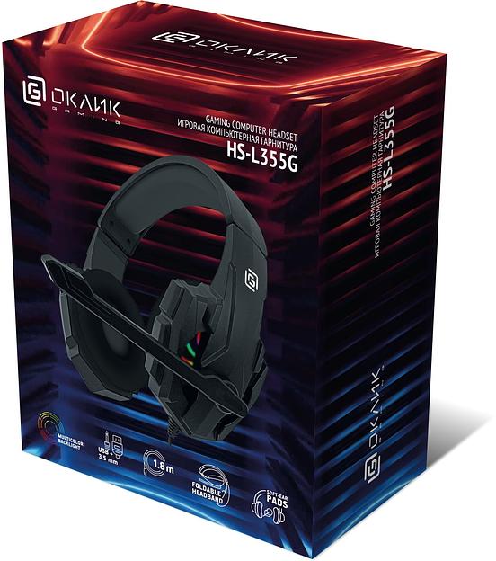 Наушники с микрофоном Оклик HS-L355G черный 1.8м мониторные оголовье (1939807) фото 7