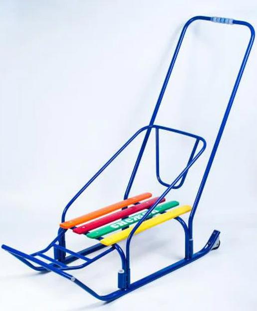 Санки трубчатые Снежок, с подножкой и роликами фото 1