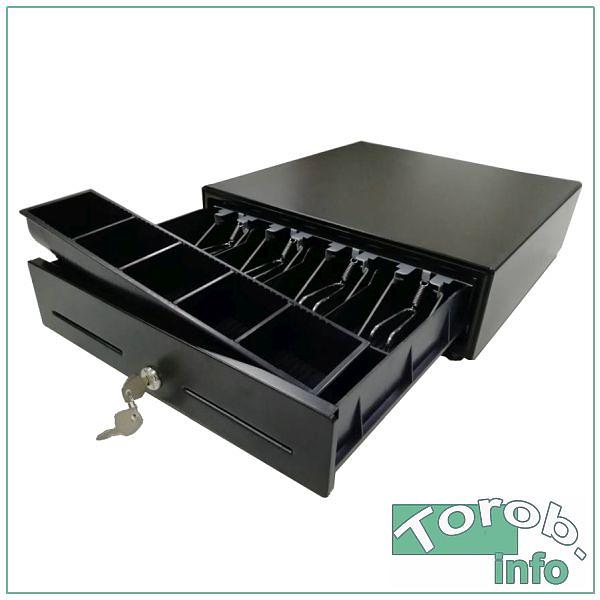 PE-330 - денежный ящик автоматический, черный ШТРИХ. 4*банкнот, 5*монет, 1*щель для слипов, 330(Ш)x348(Г)x90(В) мм фото 1