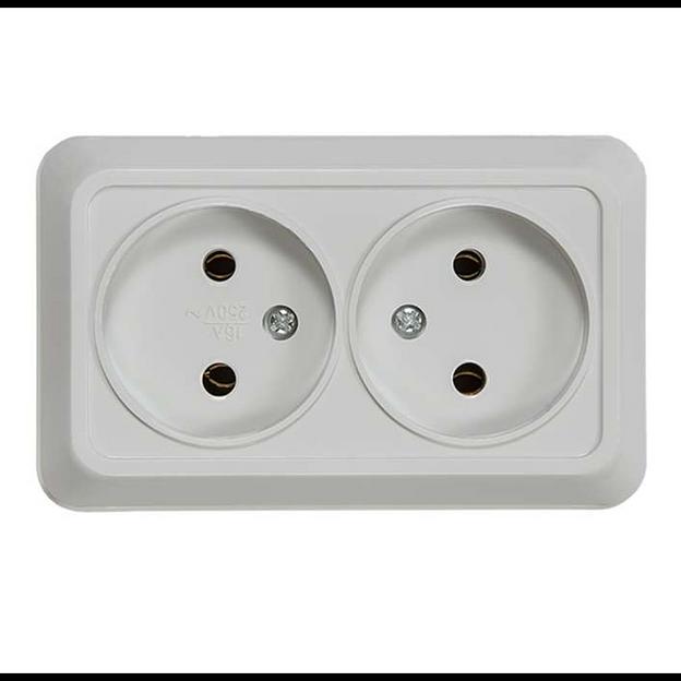 Розетка 2-м ОП Bolleto 7102 16А IP20 бел. ASD / IN HOME 4680005959822 фото 1