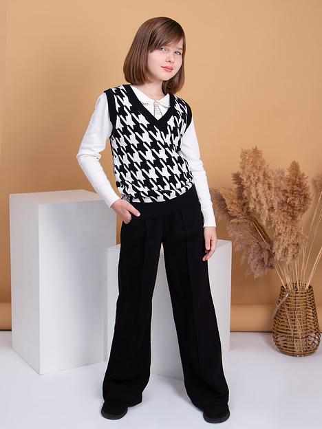 Брюки для девочки Соль&Перец чёрный, арт.SP2001 ОПТ фото 1