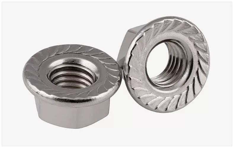 Гайка с насечкой, препятствующей откручиванию оцинкованная М8 (DIN 6923) (100 шт/уп) фото 1