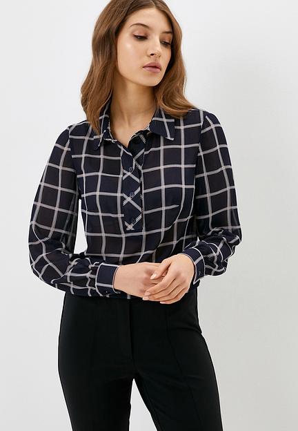 Блуза синяя в клетку Elit by Ter-Hakobyan опт фото 1