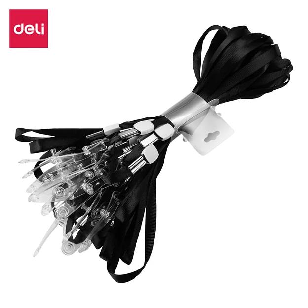 Шнурок для бейджа, зажим на кнопке, длина 48.5 см, чёрный ОПТ фото 1