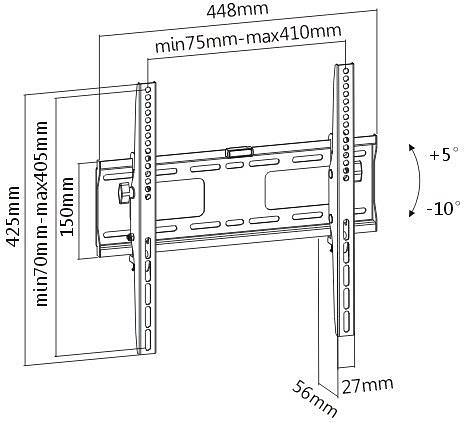 Кронштейн для телевизора Ultramounts UM 841T черный 32"-55" макс.50кг настенный наклон фото 2
