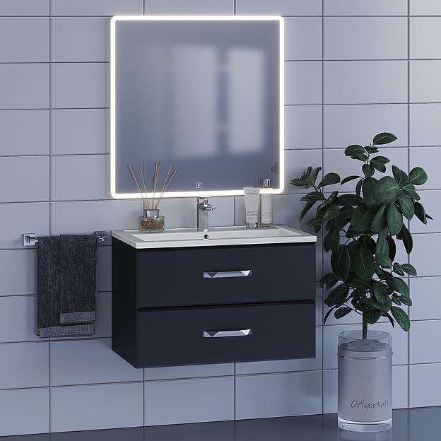 Тумба под раковину для ванной Uperwood Foster 80 см, подвесная, черная фото 5