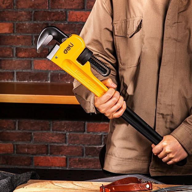 Ключи Deli Трубный ключ Стиллсона Deli DL2548 1085мм, максимальное открытие 141мм, Cr-Mo + углеродистая сталь фото 6