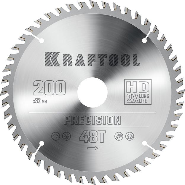 KRAFTOOL Precision, 200 х 32 мм, 48Т, пильный диск по дереву (36952-200-32) фото 1