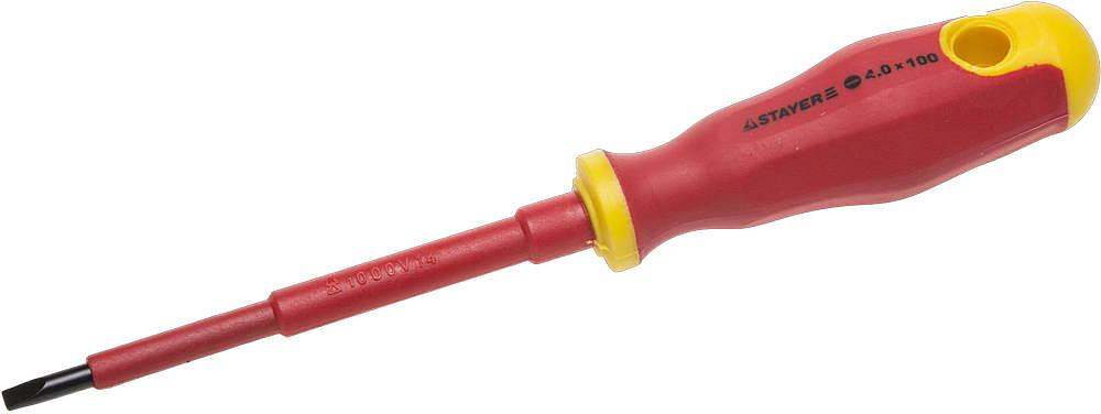 STAYER Electro, SL4 х 100 мм, диэлектрическая отвертка, Professional (25141-04-10) фото 1