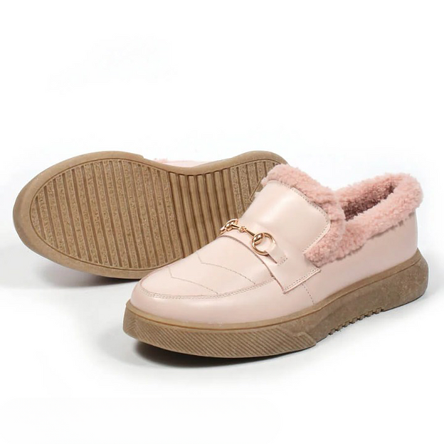 Слипоны утеплённые TAIS из натуральной кожи, арт.MT456 розовый ОПТ фото 4