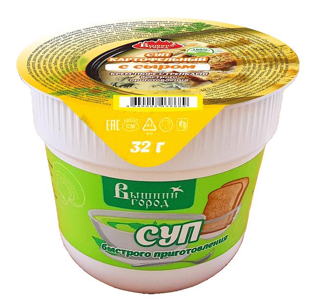 Крем-пюре с гренками быстрого приготовления Вышний город картофельный с сыром, 32 г ОПТ фото 1