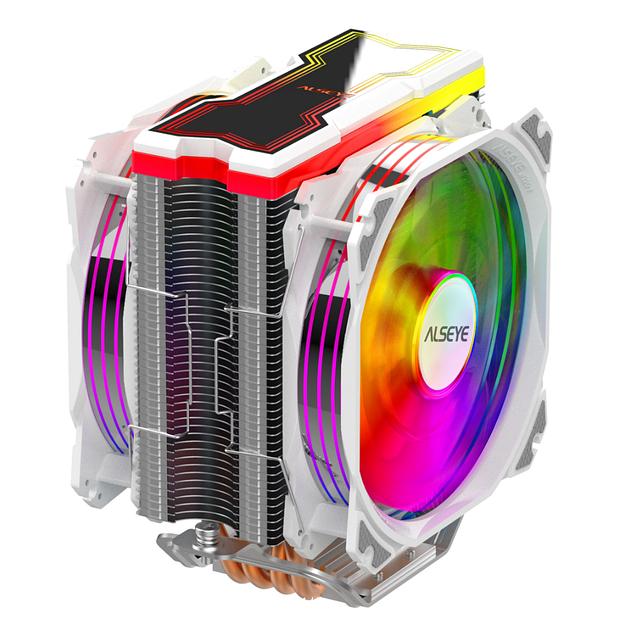 Кулер для процессора Alseye M120D, 2х120мм, 800~1700rpm, 4-pin, Al+Cu, белый/ARGB, 66CFM, 33.8дБ, 4-PIPE, TDP 180Вт, INTEL 1700/1200/115x/775/1366/2011, AMD AM5/AM4/AM3(+)/AM2(+)/FM2(+)/FM1 (AS.01.01.0025) фото 1