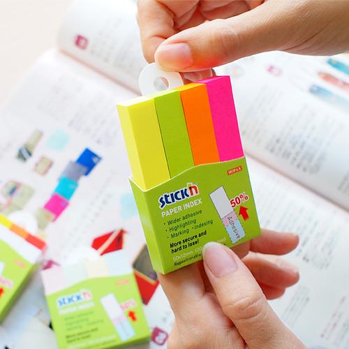 Закладки самокл. индексы бумажные Stick`n 21613 12x50мм 4цв.в упак. 100лист европодвес фото 2