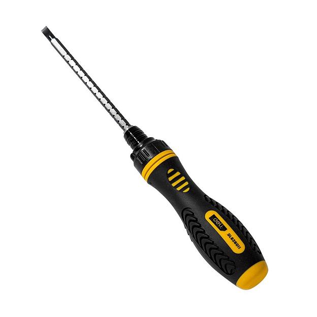 Двухсторонняя отвертка с трещеткой Deli DL626011 PH2+SL6x180мм, сталь CrV, длина 180-230мм, диаметр хвостовика 6,3мм фото 1