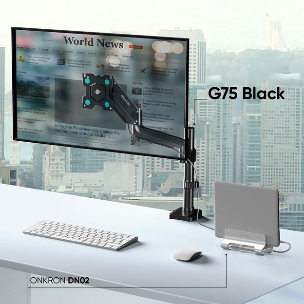 Кронштейн для мониторов Onkron G75 черный 13"-34" макс.12кг настольный поворот и наклон фото 3