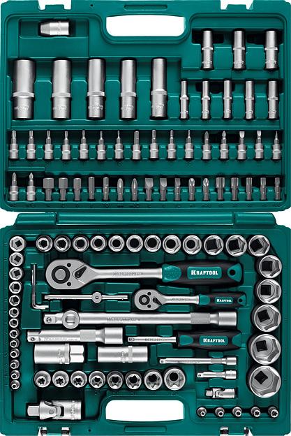 KRAFTOOL X-Drive 108, 108 предм., (1/2″+3/8″+1/4″), универсальный набор инструмента (27888-H108) фото 1
