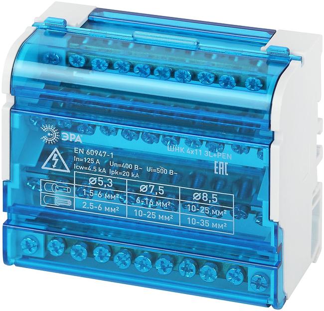 Шины на DIN-рейку в корпусе (кросс-модуль) ШНК 4х11 3L+PEN фото 1