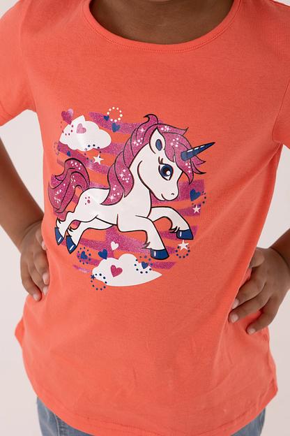 Футболка для девочек «Единорог» Золотой ключик розовая, опт фото 2