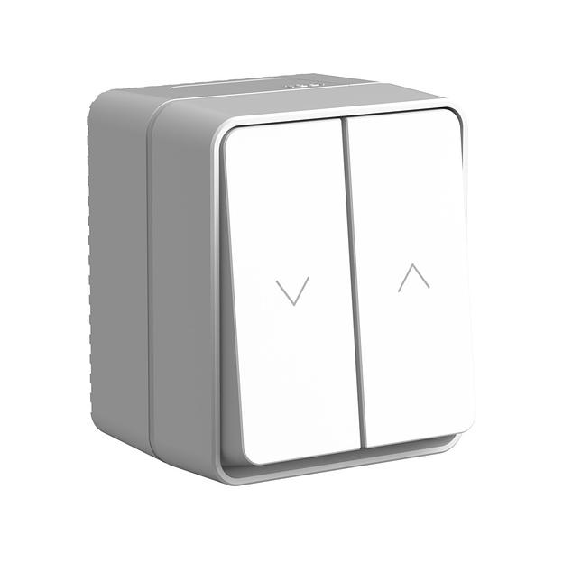 AtlasDesign PROFI IP54 2-клавишный выключатель для жалюзи, 2хсх.4, серый фото 1