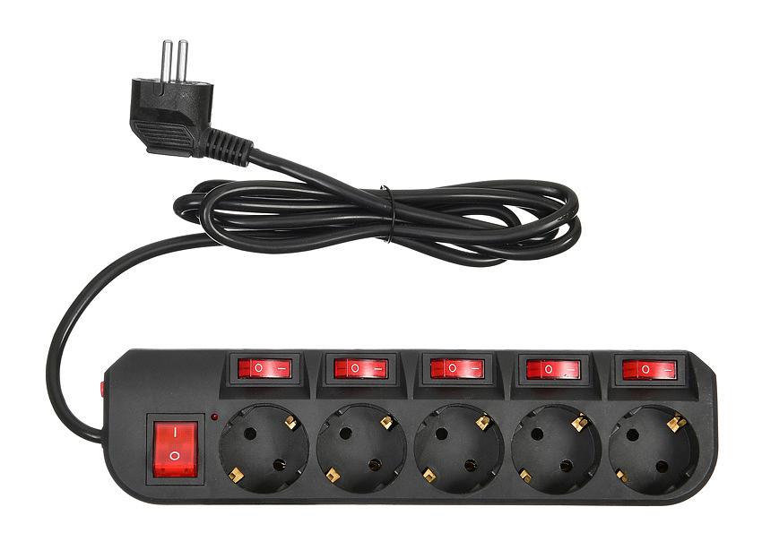 Сетевой фильтр Buro 500SH-1.8-SW-B 1.8м (5 розеток) черный (коробка) фото 2