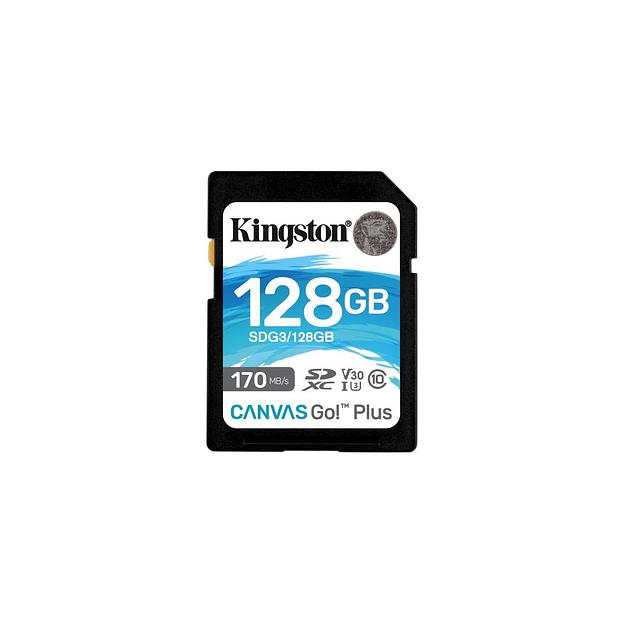 Карта памяти SDXC UHS-I U3 Kingston Canvas Go! Plus 128 ГБ, 170 МБ/с, Class 10, SDG3/128GB, 1 шт., без адаптера фото 1