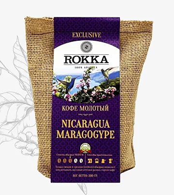 Кофе в зёрнах ROKKA «Марагоджип Никарагуа» 200 г ОПТ фото 1