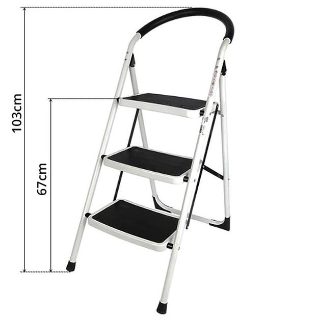 Стремянка Deli Стремянка стальная трехступенчатая Deli DL509013 макс.высота 670мм, до 150кг, ступени 360x270мм фото 4
