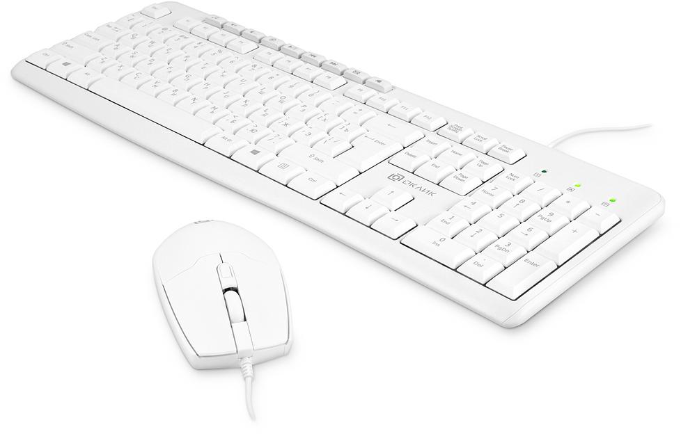 Клавиатура + мышь Оклик S650 клав:белый мышь:белый USB Multimedia (1875257) фото 4