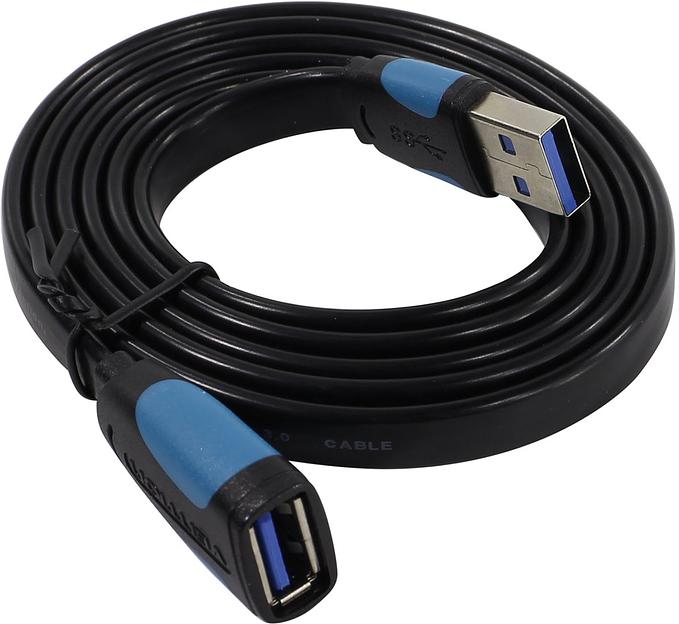 Кабель-удлинитель Vention USB 3.0 AM/AF - 1м плоский Vention USB 3.0 AM/AF - 1м (VAS-A13-B100) фото 1