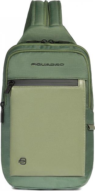 Рюкзак слинг мужской Piquadro Orion CA6625S136/VE хаки ткань/натур.кожа фото 1
