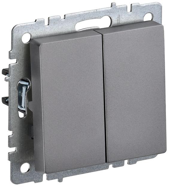 IEK BR-V22-0-10-K46 BRITE Выключ. 2-кл. прох. 10А ВС10-2-6-БрС сталь фото 1