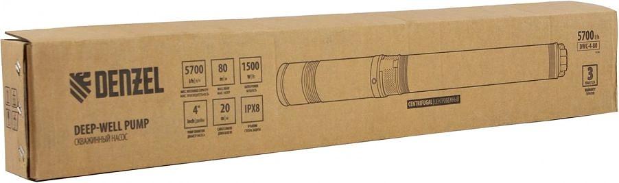 Насос садовый скважинный Denzel Denzel DWC-4-80 1500Вт 5700л/час (97256) фото 9