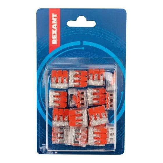 Rexant 07-5203-20 Универсальная компактная клемма СМК 221-413, 3-проводная до 4,0 мм? (20 шт./уп.) фото 1