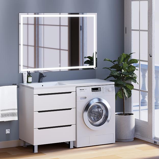 Тумба под стиральную машину Uperwood Tanos 60 см, напольная, белая/графит, 3 ящика фото 4