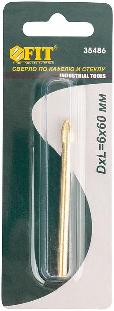 Сверло по кафелю и стеклу, 4 режущие кромки, титановое покрытие 6х60 мм фото 3