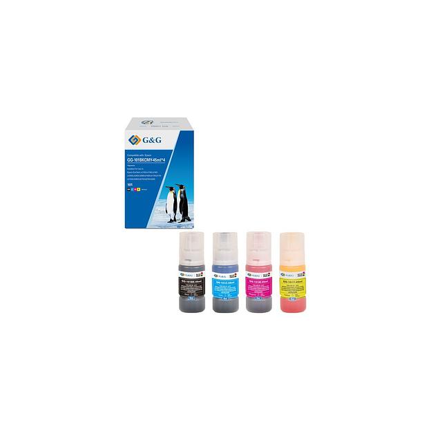 Чернила G&G GG-101BKCMY-45ml*4 101BKCMY, для Epson, 45мл, голубой/пурпурный/желтый/черный фото 1