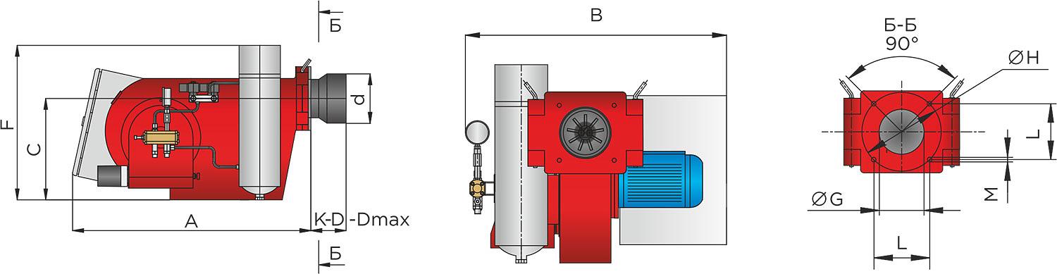 Автоматическая дутьевая блочная горелка IL-5S2, мазут фото 3